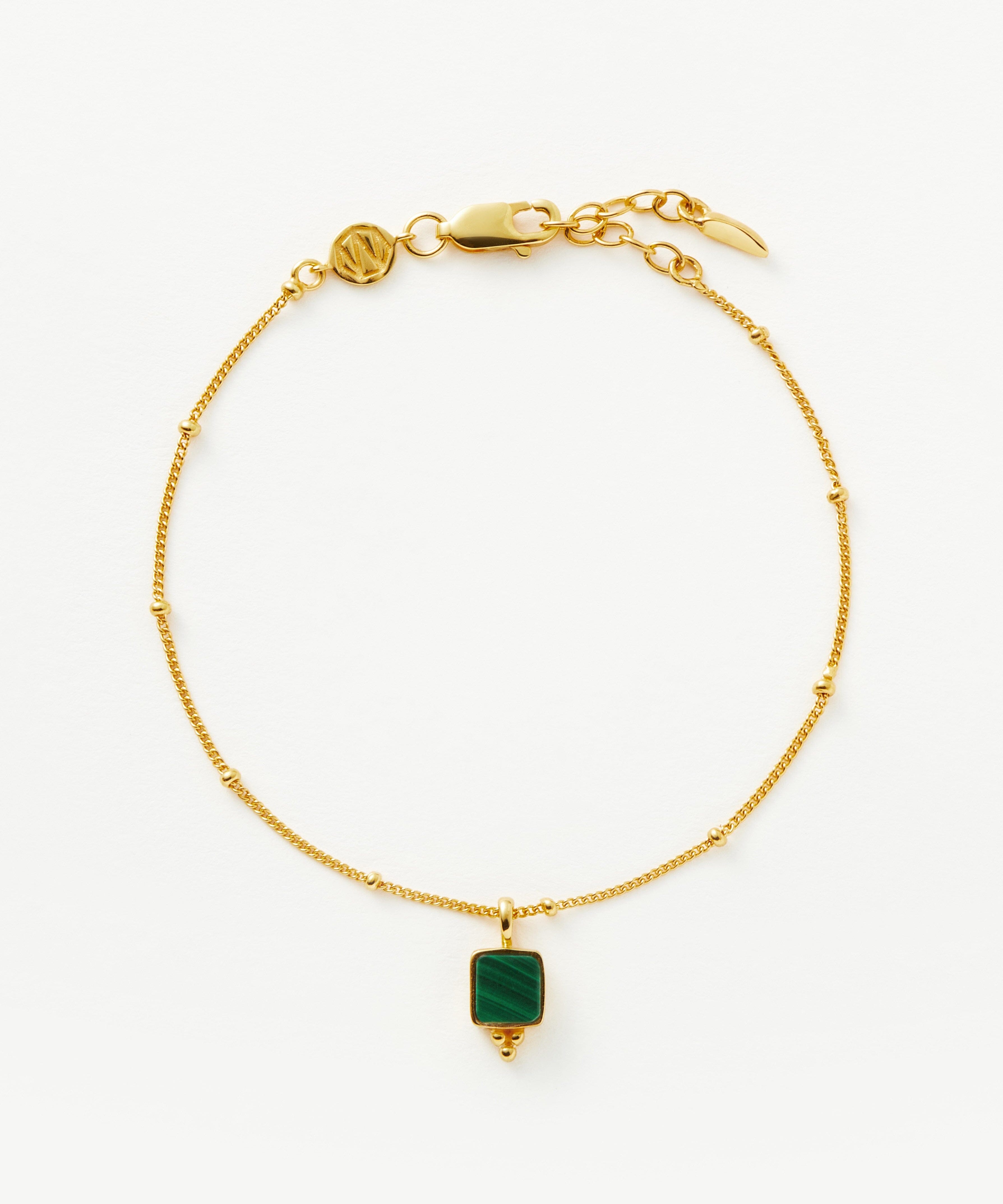 Pulseira Charme Pedra Malaquita - Ouro 18K | SILLENE