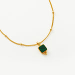 Pulseira Charme Pedra Malaquita - Ouro 18K | SILLENE