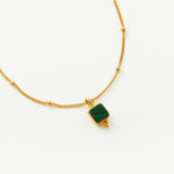 Pulseira Charme Pedra Malaquita - Ouro 18K | SILLENE