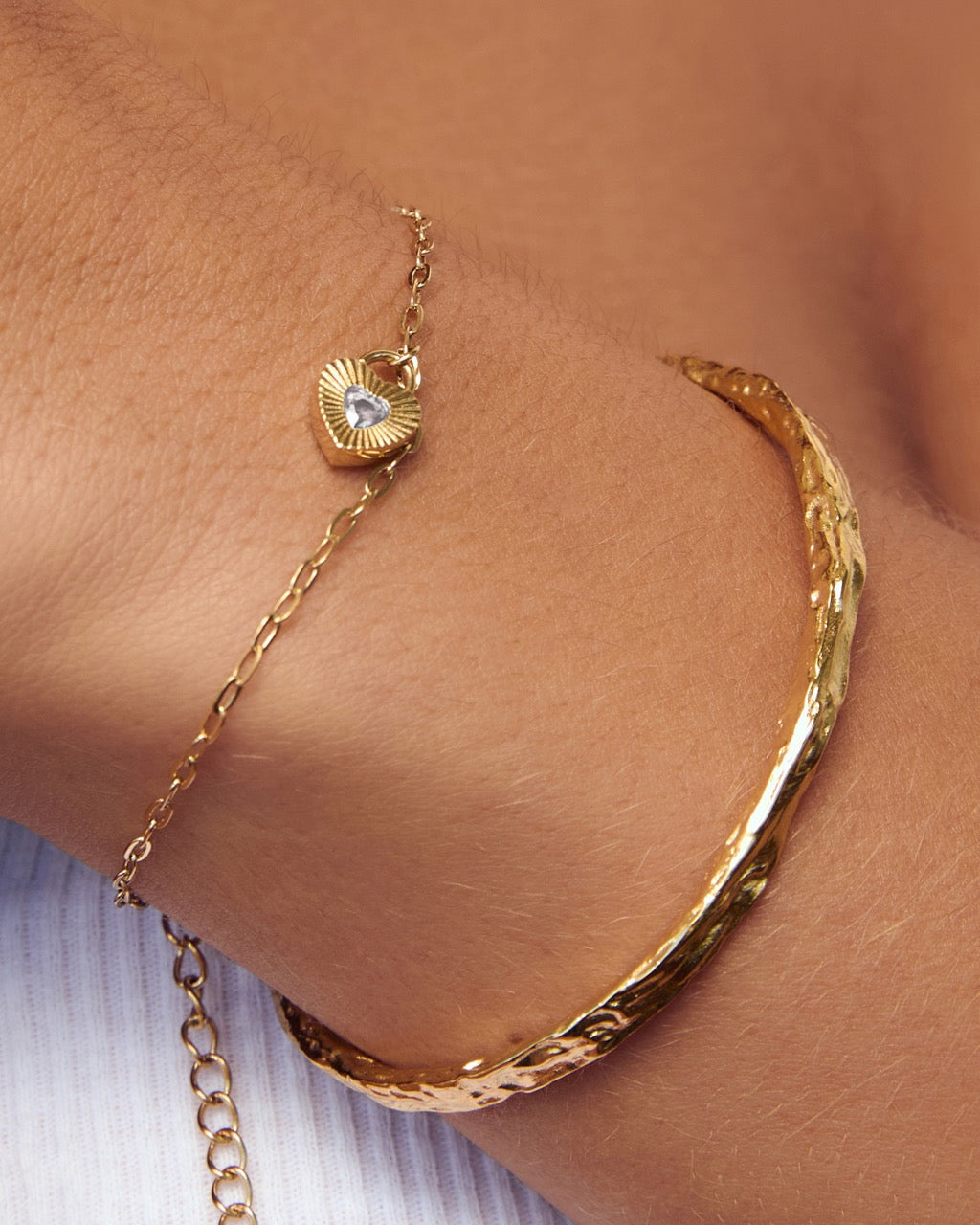 Pulseira Coração Ruby Cristal - Ouro 18K | SILLENE