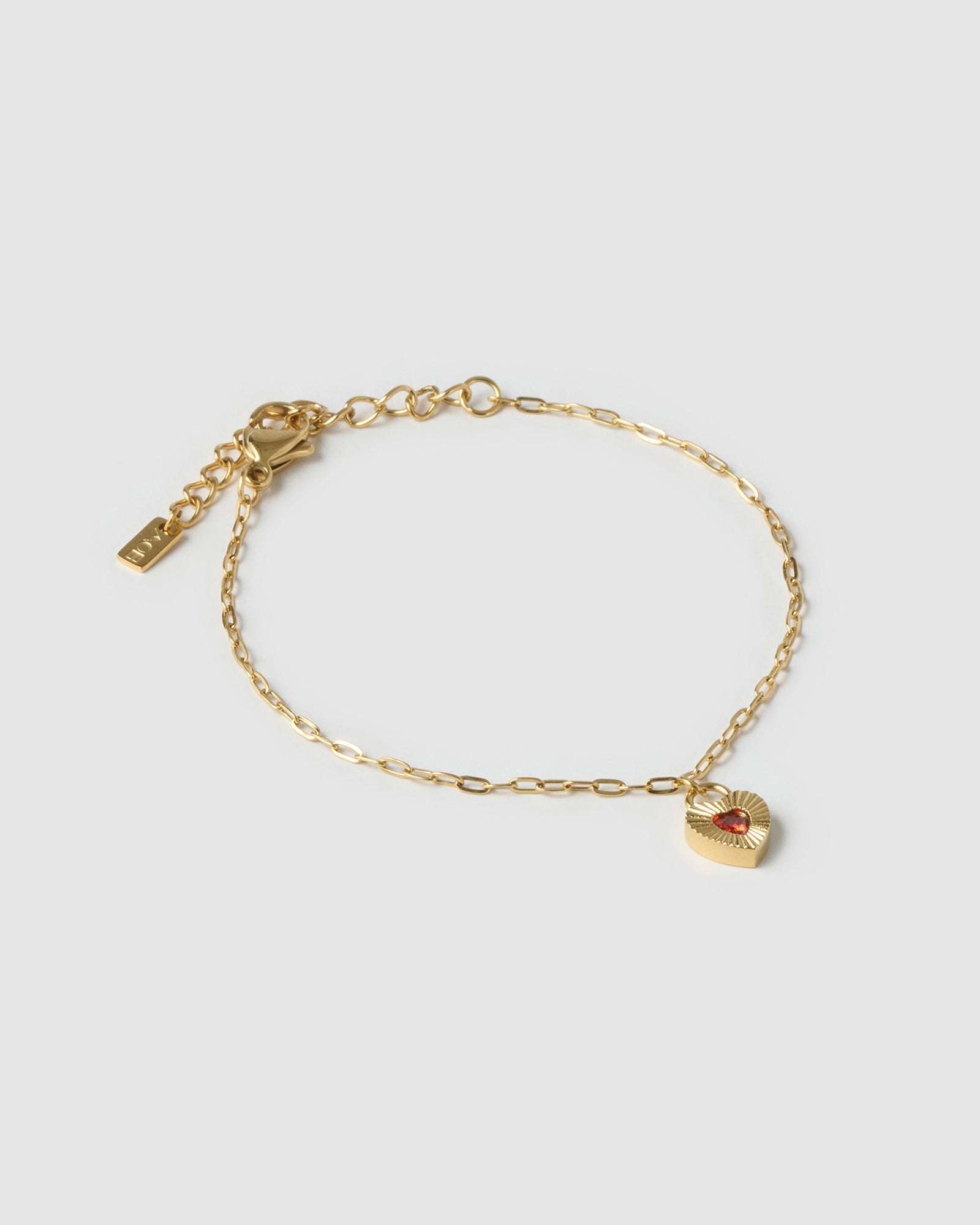 Pulseira Coração Ruby Vermelho - Ouro 18K | SILLENE