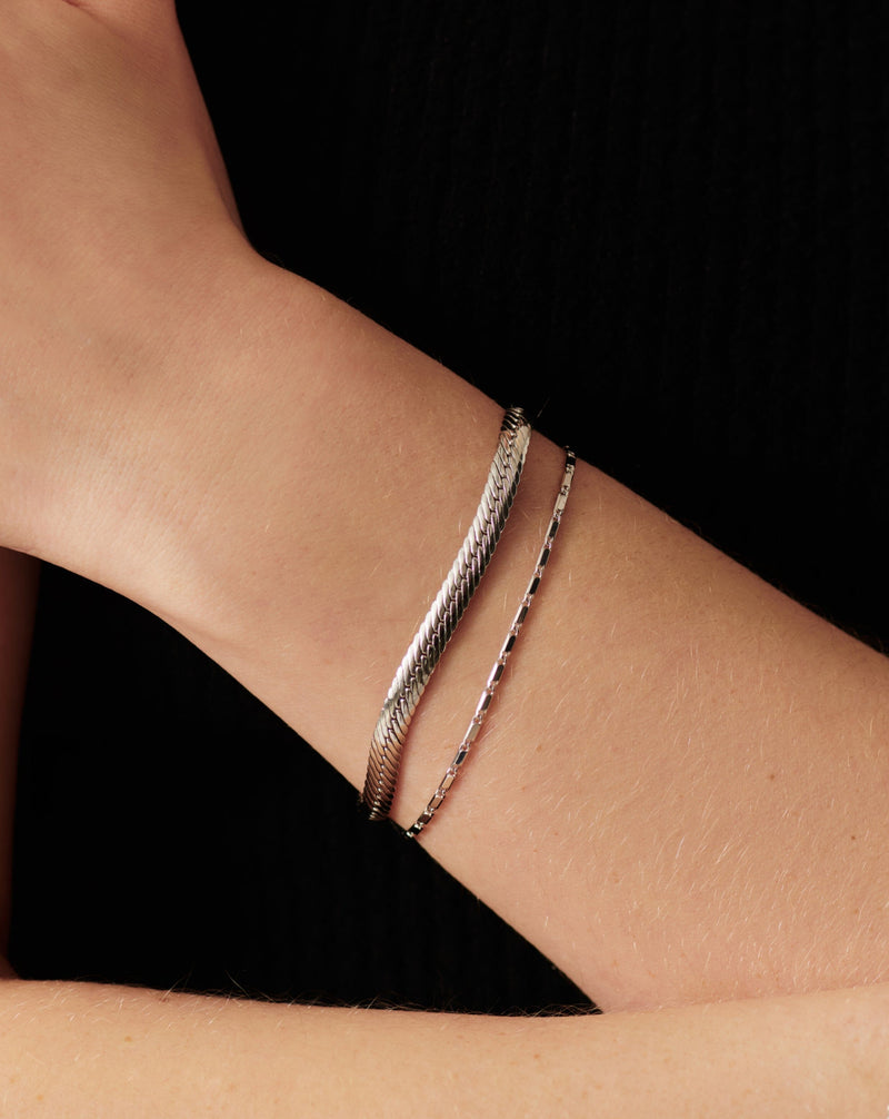 Pulseira Elos Retangulares - Prata | SILLENE