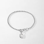 Pulseira Globo Pedra do Mês - Abril (Topázio Branco) - Prata | SILLENE