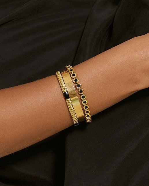 Pulseira Maeve Preta - Ouro 18K | SILLENE