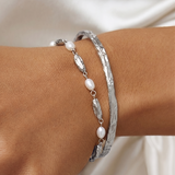 Pulseira Mimi Pérola e Prata - Prata | SILLENE