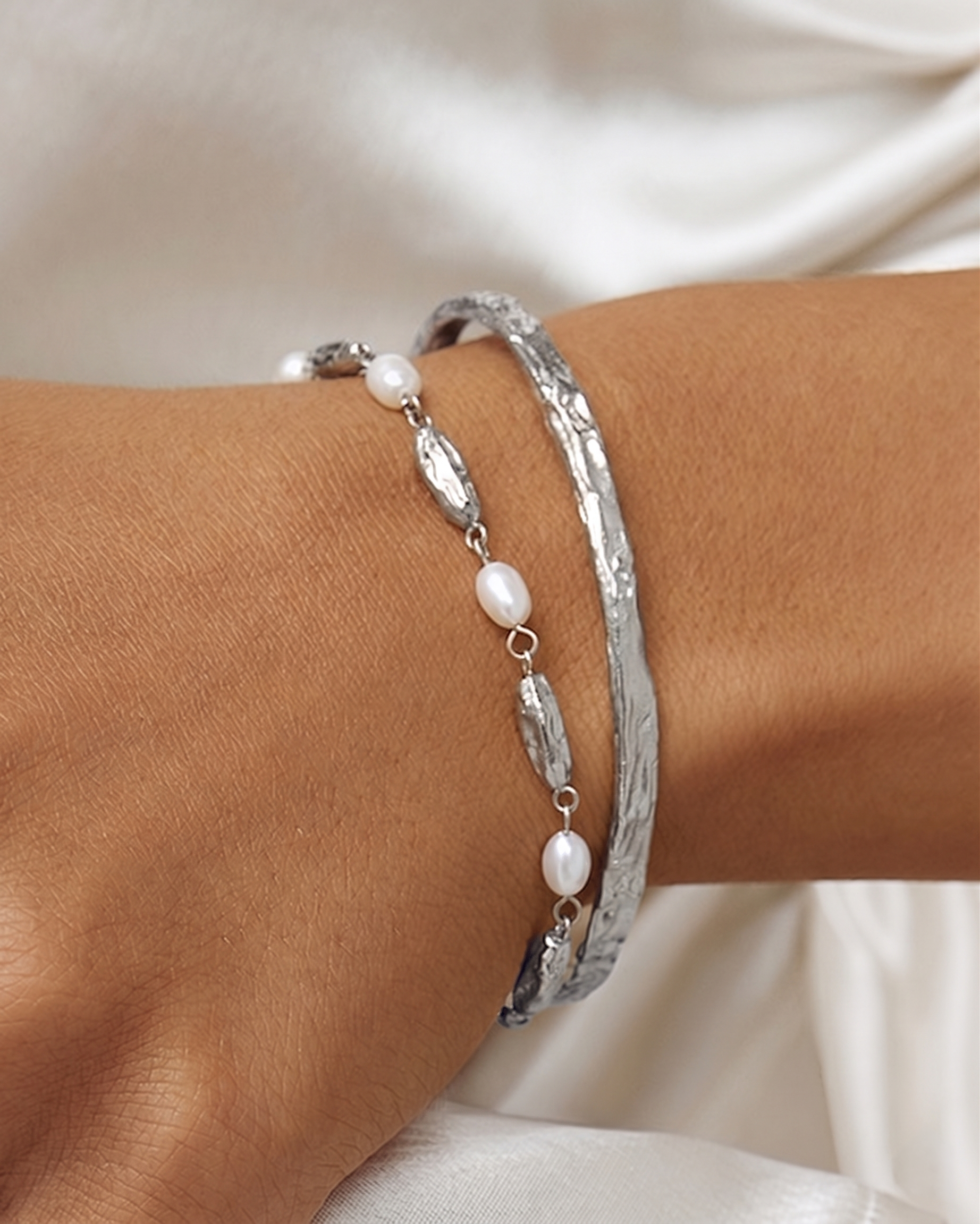 Pulseira Mimi Pérola e Prata - Prata | SILLENE