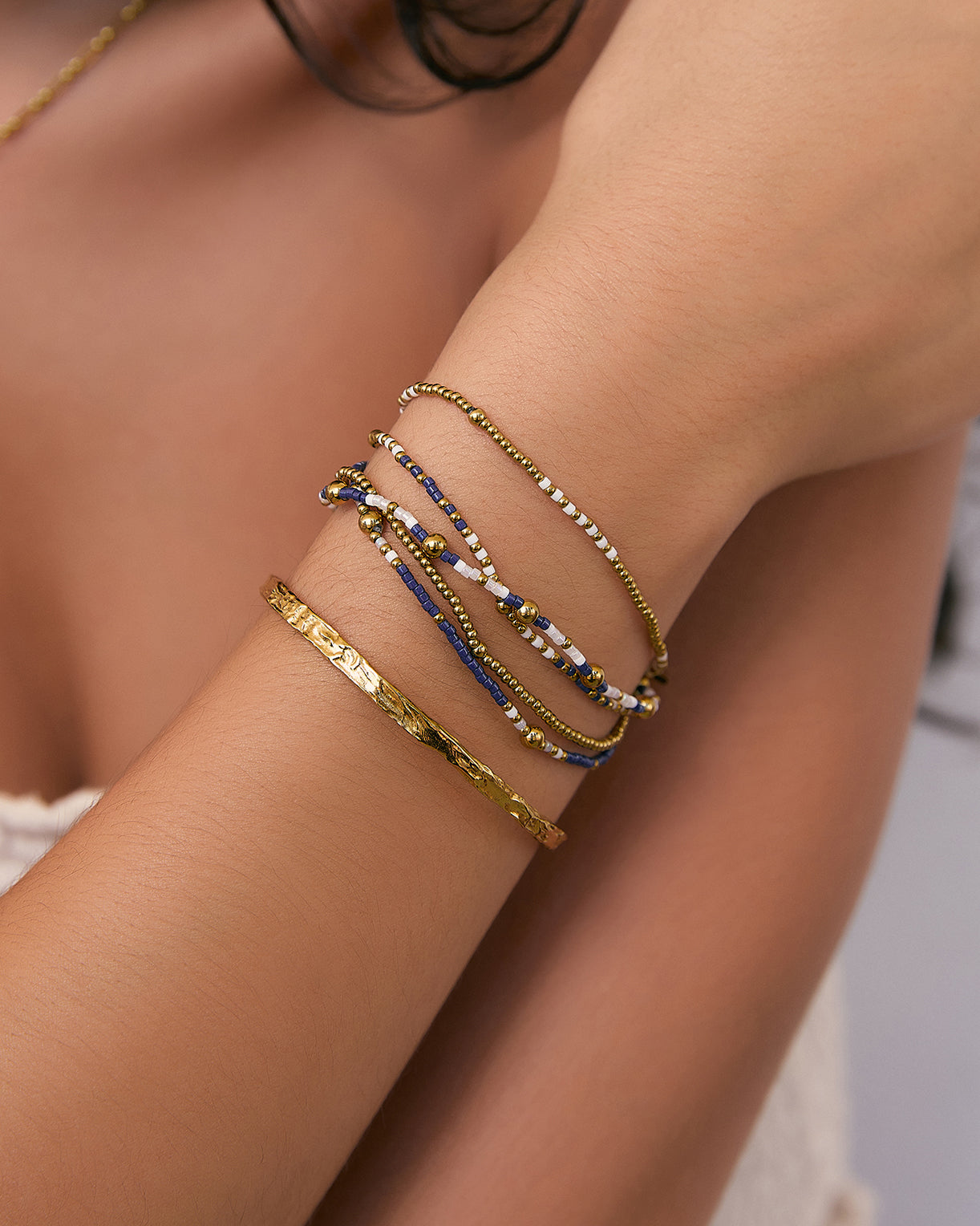 Pulseira Nellie Azul-Marinho - Ouro 18K | SILLENE