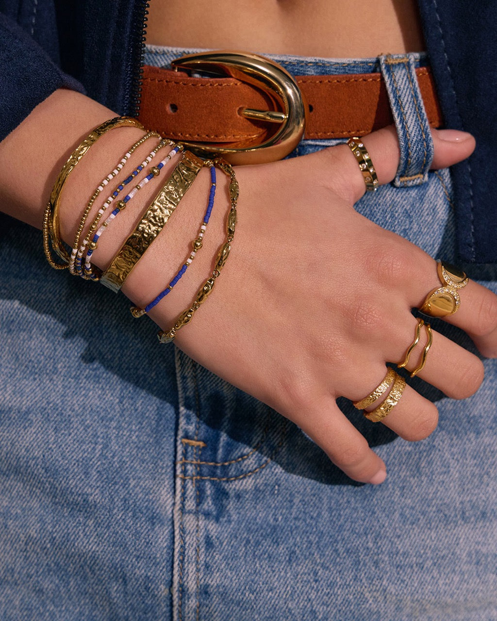 Pulseira Nellie Azul-Marinho - Ouro 18K | SILLENE