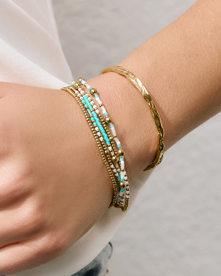 Pulseira Nellie Azul-Oceano - Ouro 18K | SILLENE