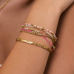 Pulseira Nellie Rosa Chiclete - Ouro 18K | SILLENE