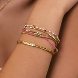 Pulseira Nellie Rosa Chiclete - Ouro 18K | SILLENE