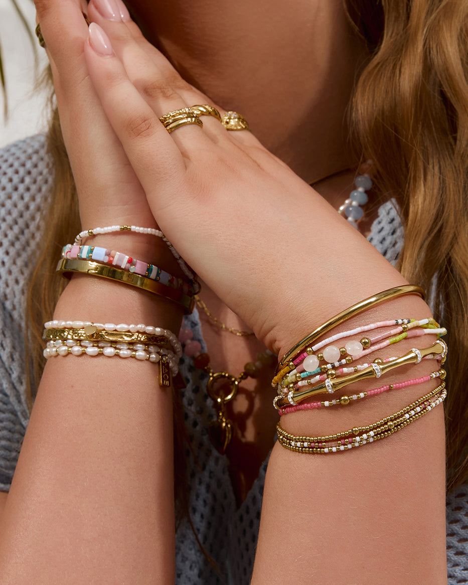 Pulseira Nellie Rosa Chiclete - Ouro 18K | SILLENE
