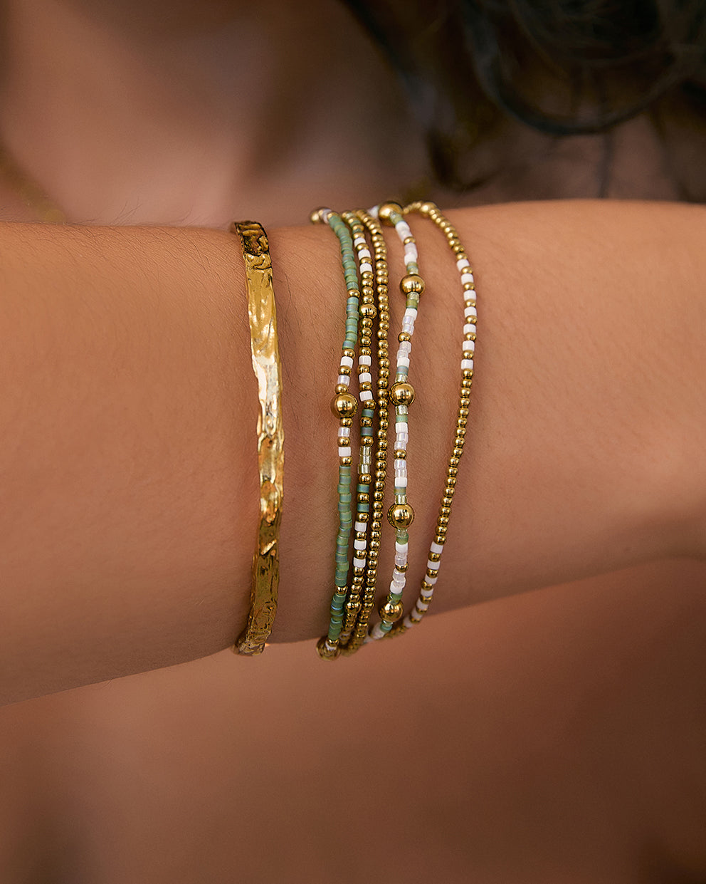Pulseira Nellie Verde-Floresta - Ouro 18K | SILLENE