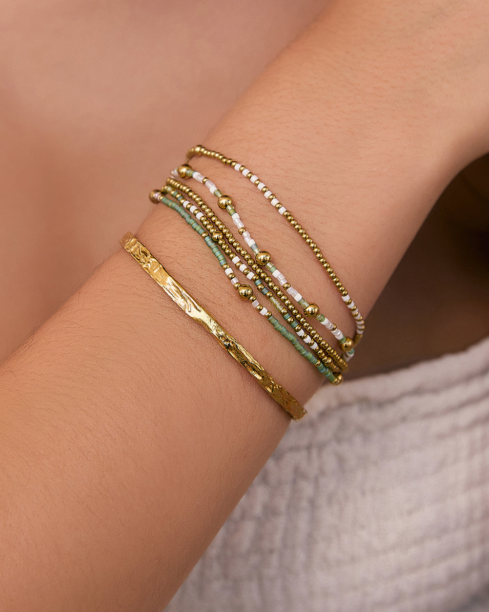 Pulseira Nellie Verde-Floresta - Ouro 18K | SILLENE