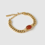 Pulseira Odette Ágata Vermelha - Ouro 18K | SILLENE