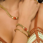 Pulseira Odette Ágata Vermelha - Ouro 18K | SILLENE