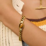 Pulseira Odette Olho de Tigre - Ouro 18K | SILLENE