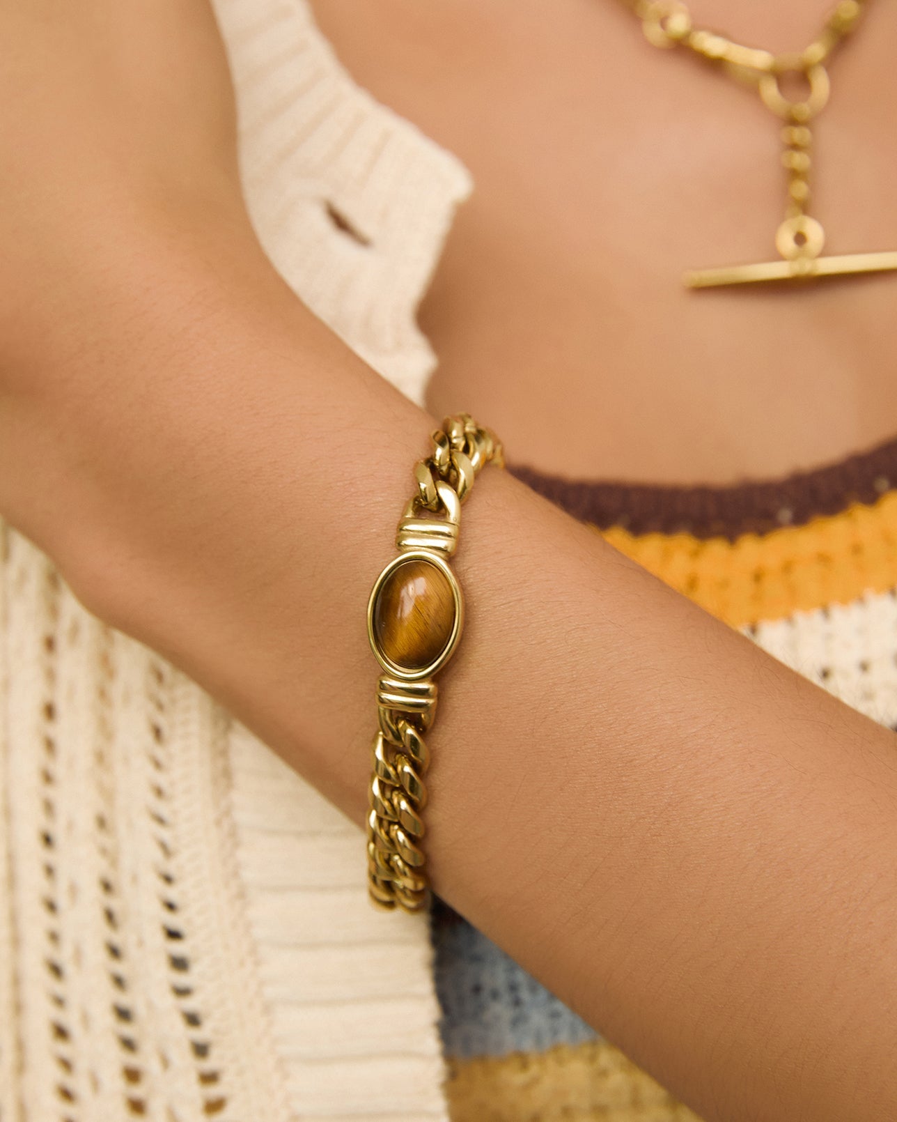 Pulseira Odette Olho de Tigre - Ouro 18K | SILLENE