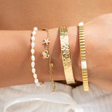 Pulseira Ônix Branco Bicolor - Ouro e Prata | SILLENE