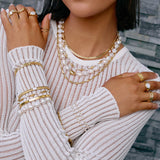 Pulseira Ônix Branco Bicolor - Ouro e Prata | SILLENE