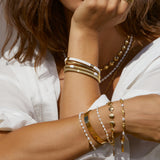Pulseira Ônix Branco Bicolor - Ouro e Prata | SILLENE
