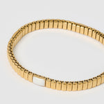 Pulseira Ônix Branco Bicolor - Ouro e Prata | SILLENE