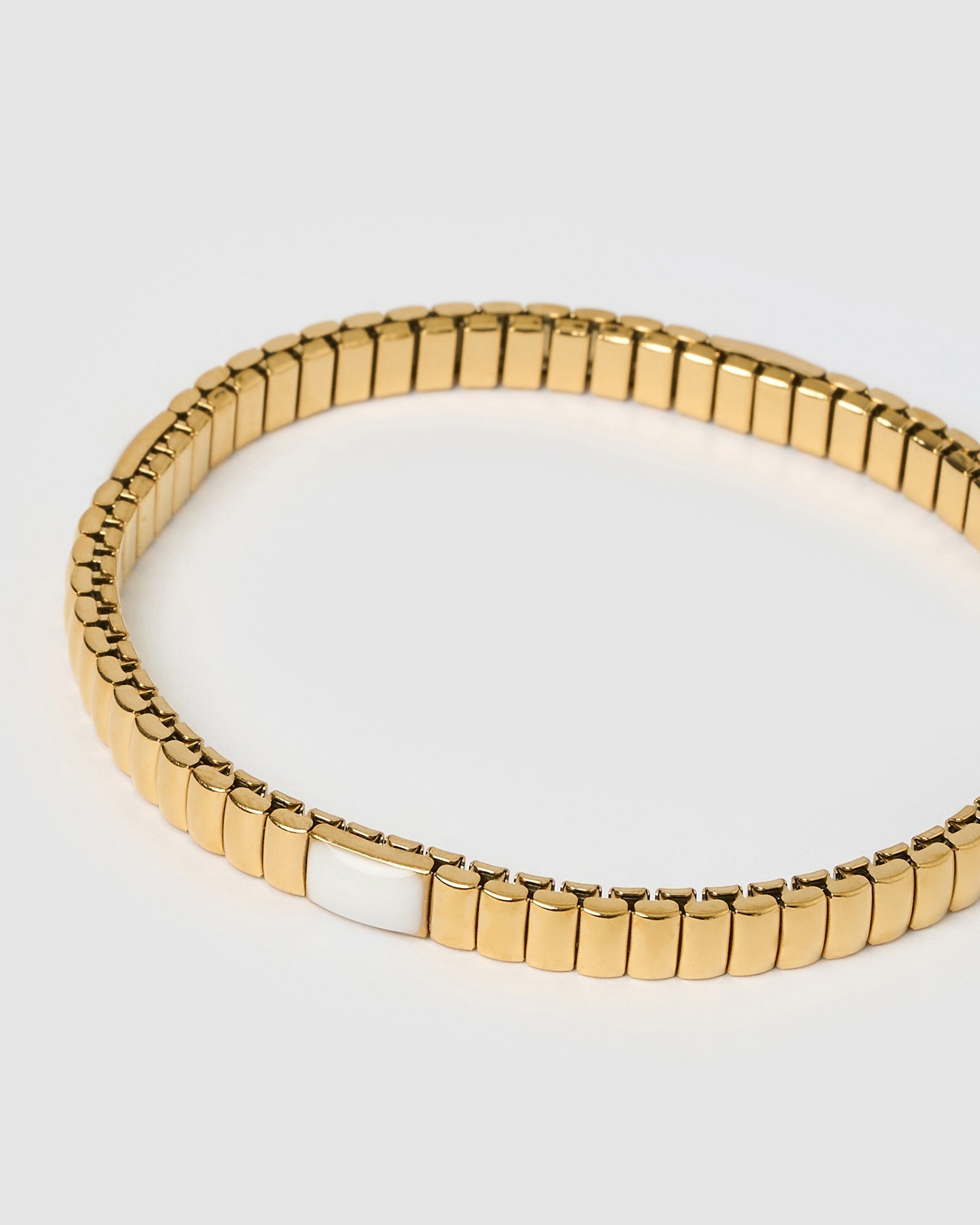 Pulseira Ônix Branco Bicolor - Ouro e Prata | SILLENE
