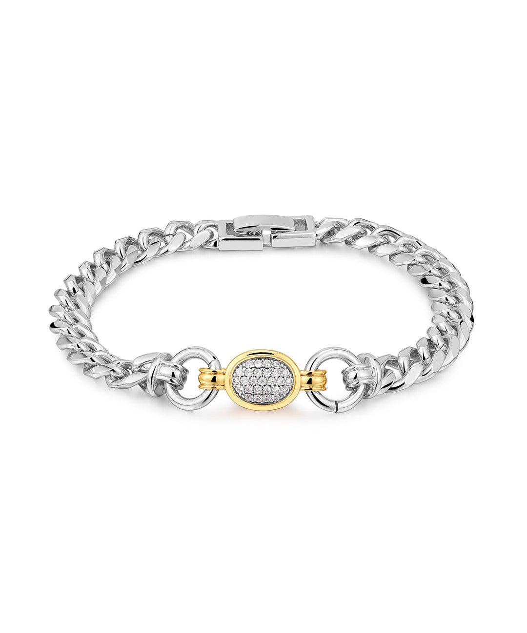 Pulseira Pave Elos Ovais - Prata | SILLENE
