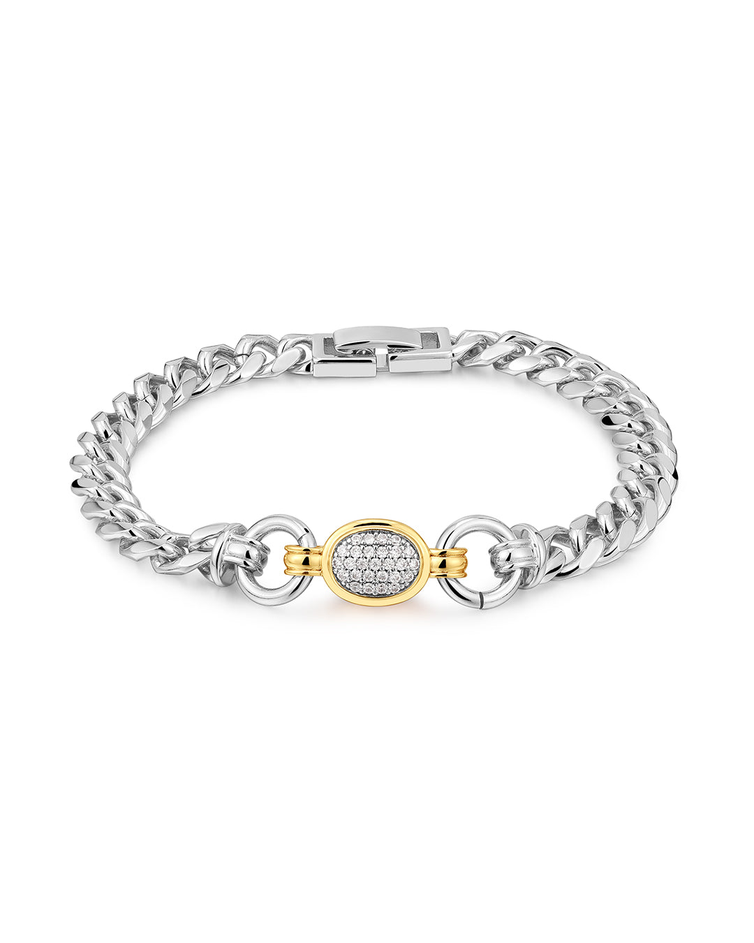 Pulseira Pave Elos Ovais - Prata | SILLENE