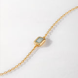 Pulseira Pingente Pedra do Mês - Março (Água-marinha) - Ouro 18K | SILLENE