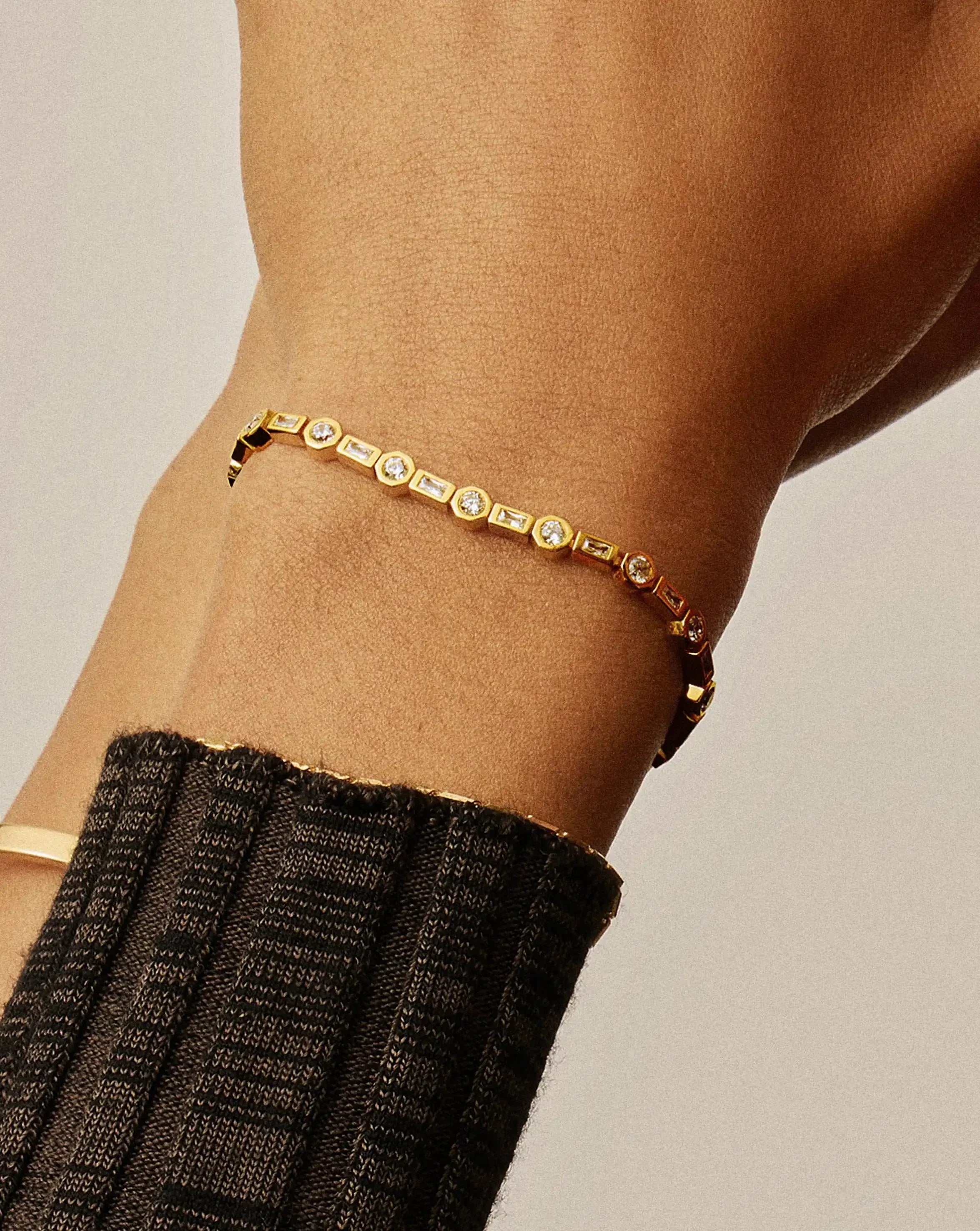 Pulseira Riviera Cravejada - Ouro 18K | SILLENE