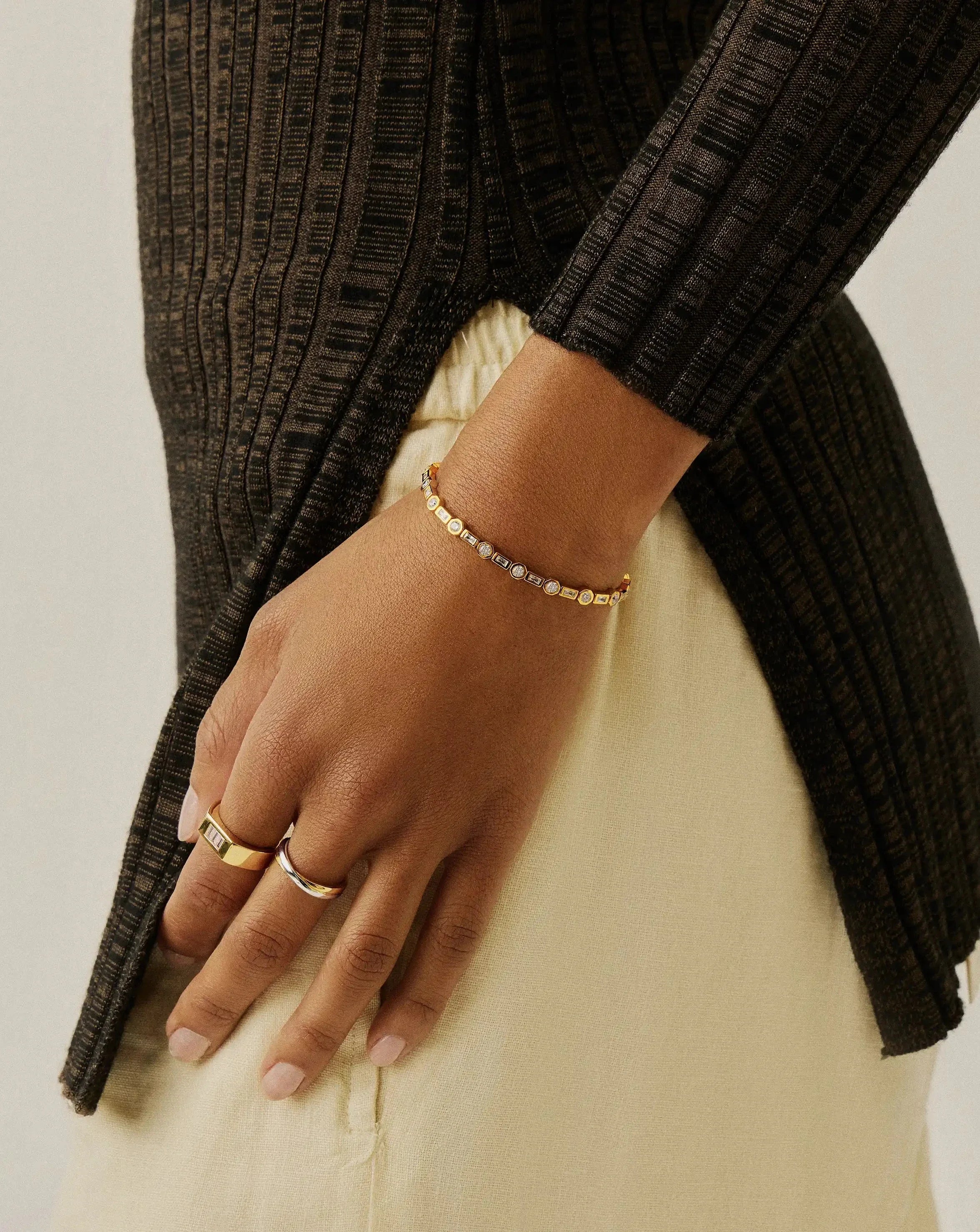 Pulseira Riviera Cravejada - Ouro 18K | SILLENE