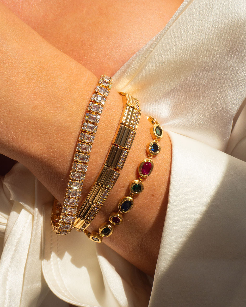 Pulseira Riviera Royale Multicolorido - Ouro | SILLENE