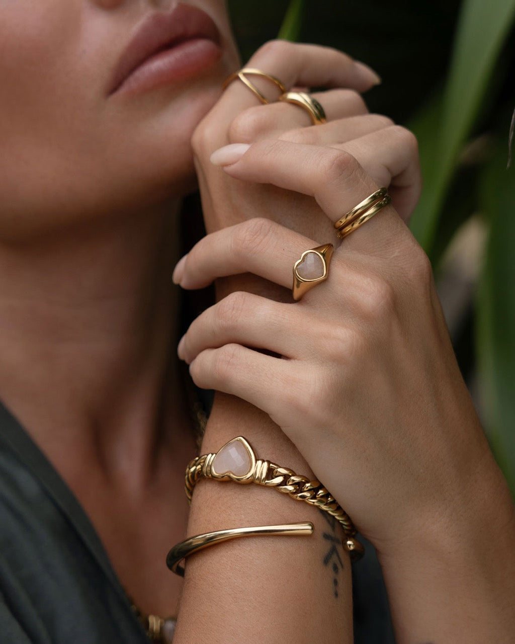 Pulseira Valentine Quartzo Rosa - Ouro 18K | SILLENE